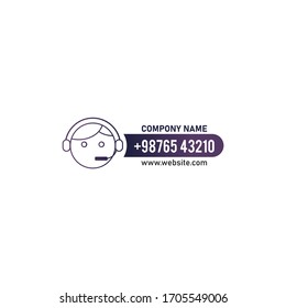 Call now button - template for phone number place in website header - conspicuous sticker with phone headset pictogram in modern decoration