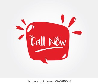 Call Now, doodle style speech bubble