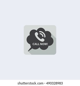 Call now icon with long shadow.Flat style Vector illustration