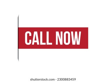 call now red vector banner illustration isolated on white background