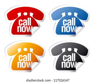 Call now stickers set.