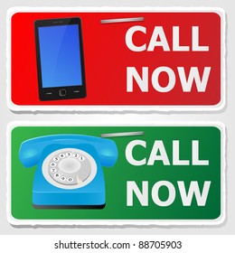 Call now stickers. Vector illustration.