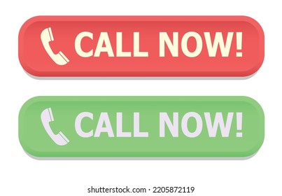 call now vector button with vintage phone icon, red and green