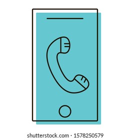 A call on the phone. Design element. Vector illustration. Icon with shadow isolated on white background.
