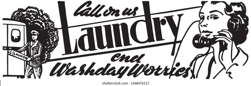 Call On Us Laundry - Retro Ad Art Banner