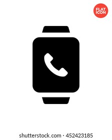 Call on watch Icon Flat Style Isolated Vector Illustration