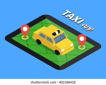 Call online taxi. Mobile application for taxi server. Vector illustration.