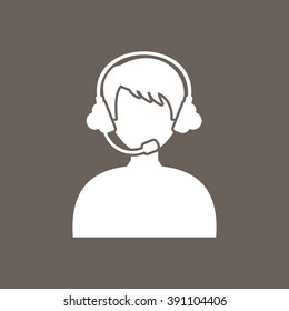   Call Operator or Call Center Icon on Dark Gray Color. Eps-10.