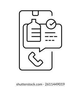 call for order water line icon vector. call for order water sign. isolated contour symbol black illustration
