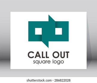 Call out ribbon origami square logo art symbol icon shape element design vector