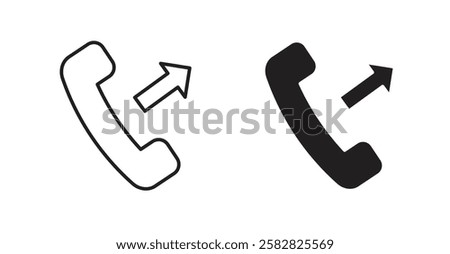 Call outgoing filled and outlined icons vectors on white background