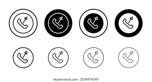 Call outgoing icon Black and white outline vector