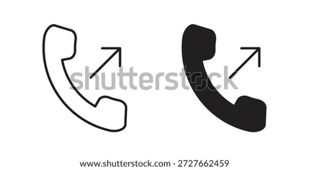 Call outgoing icon with line and silhouette versions.