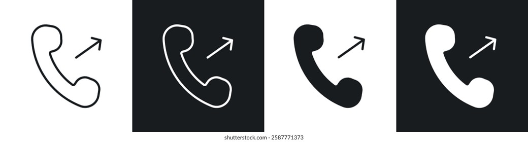 Call outgoing icon set black and white colors. Graphic Vector icons pack