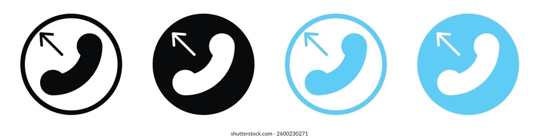 Call outgoing vector icons in black and blue colors