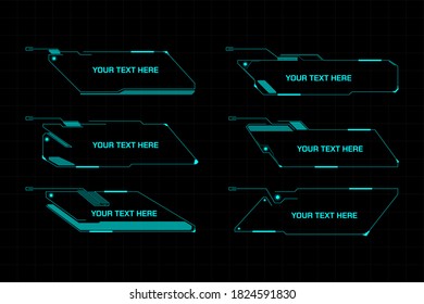 Call Outs Digital Futuristic Element Game Infographic Title Vector Set. HUD UI Technology Presentation Screen Shape Illustration.