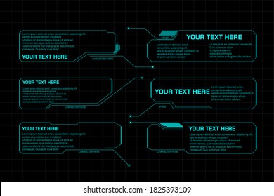 Call Outs Digital Futuristic Element Game Infographic Title Vector Set. HUD UI Technology Presentation Screen Shape Illustration.