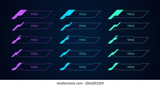 Títulos de llamadas. Llamar a etiquetas de barras, barras de cajas de llamadas de información e información digital moderna. Plantillas de cajas de información digital de tecnología. Comunicación publicitaria de conjunto futurista. Ilustración del vector