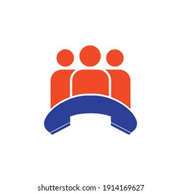 Call people vector logo design. Handset and people icon design.