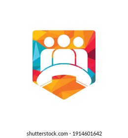 Call people vector logo design. Handset and people icon design.