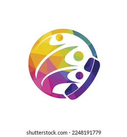 Call people vector logo design. Handset and people icon design.