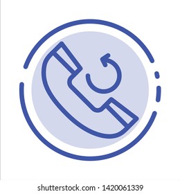 Call, Phone, Callback Blue Dotted Line Line Icon