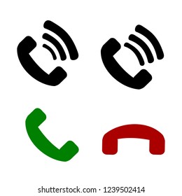 Call phone icon. reject call vector. Green and red cell phone icon drawing.