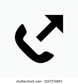 Call Phone Icon within Glyph Style. Outgoing Symbol.