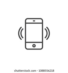 Call phone outline icon. linear style sign for mobile concept and web design. Smartphone in silent mode simple line vector icon. Ringing mobile phone vibration mode symbol, logo illustration