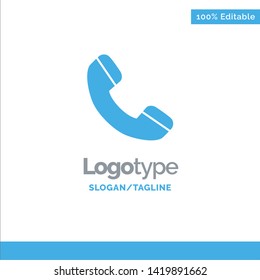 Call, Phone, Telephone Blue Solid Logo Template. Place for Tagline