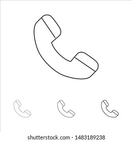Call, Phone, Telephone Bold and thin black line icon set