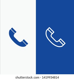 Call, Phone, Telephone Line and Glyph Solid icon Blue banner Line and Glyph Solid icon Blue banner