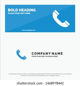 Call, Phone, Telephone SOlid Icon Website Banner and Business Logo Template. Vector Icon Template background