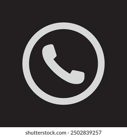 Call phone vector graphic circle icon. Silhouette of a speaking tube of an old landline wired Telephone.