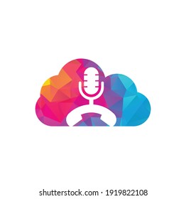 Llamar a Elemento de diseño de logotipo de iconos para el concepto de forma de nube de podcast. Diseño del logotipo del podcast de teléfono