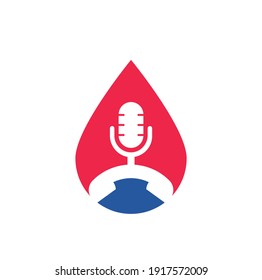 Llamar a la forma de caída Podcast concepto Icono Elemento de diseño de logotipo. Diseño del logotipo del podcast de teléfono	