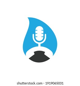 Call Podcast drop shape concept Icon Logo Design Element. Phone podcast logo design	