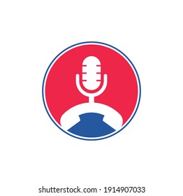 Call Podcast Icon Logo Design Element. Phone podcast logo design.