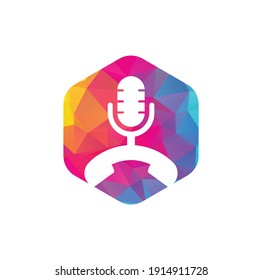 Call Podcast Icon Logo Design Element. Phone podcast logo design.
