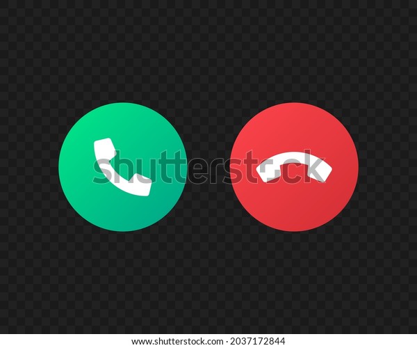 Call and reject the call buttons vector icons. Green\
yes and red no buttons. Pick up and hang up the phone symbols\
isolated Vector EPS 10