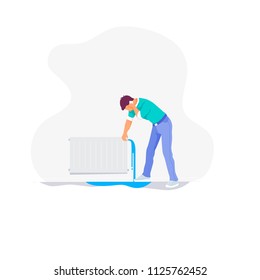 Call the repairman. Vector illustration flat design. Isolated on white background.  