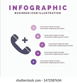 Call, Ring, Hospital, Phone, Delete Solid Icon Infographics 5 Steps Presentation Background
