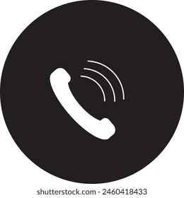 Icono de anillo de llamada blanco en fondo negro en Vector.