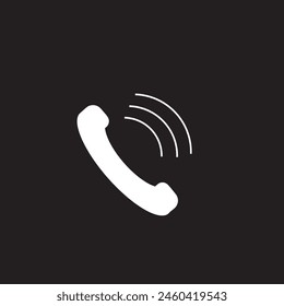Icono de anillo de llamada blanco en fondo negro.
