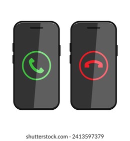 call ring phone icon on smartphone shape icon set vector flat illustration