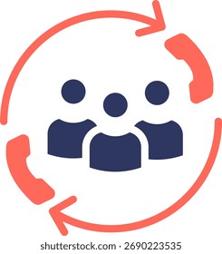 Call Routing Icon Glyph Color Vector Illustration
