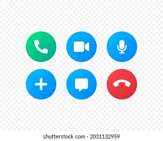 Call screen buttons vector icons. Video call symbols isolated on white background. Vector illustration EPS 10