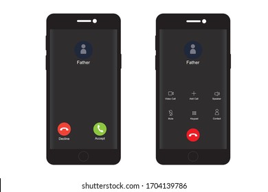 Call screen interface smartphone, vector design template, Mobile app page design layout, for application 