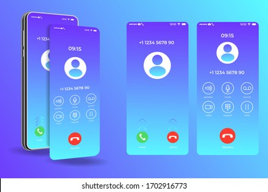 Call Screen Smartphone Interface Template, Mobile App Design Layout, UI For Application Vector Illustration