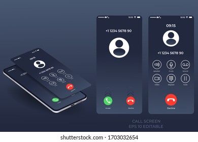 Call screen smartphone interface template, Mobile app design layout, UI for application vector illustration